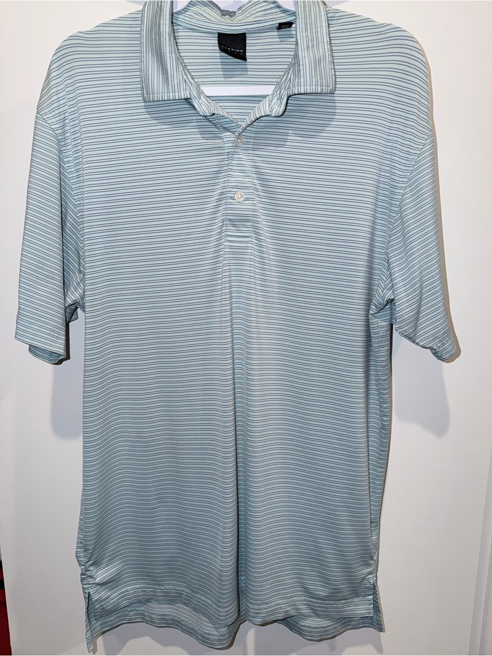 Light Blue Striped Polo Shirt by Dunning Golf